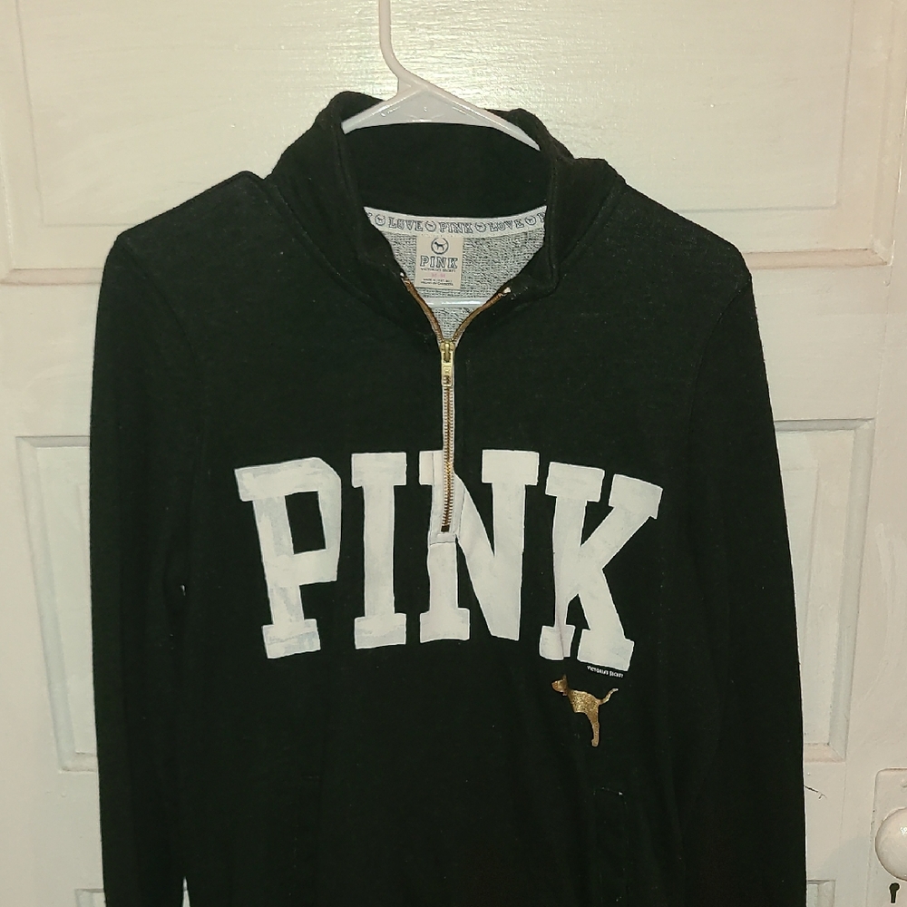 Victoria's Secret PINK Black Quarter Zip Pullover